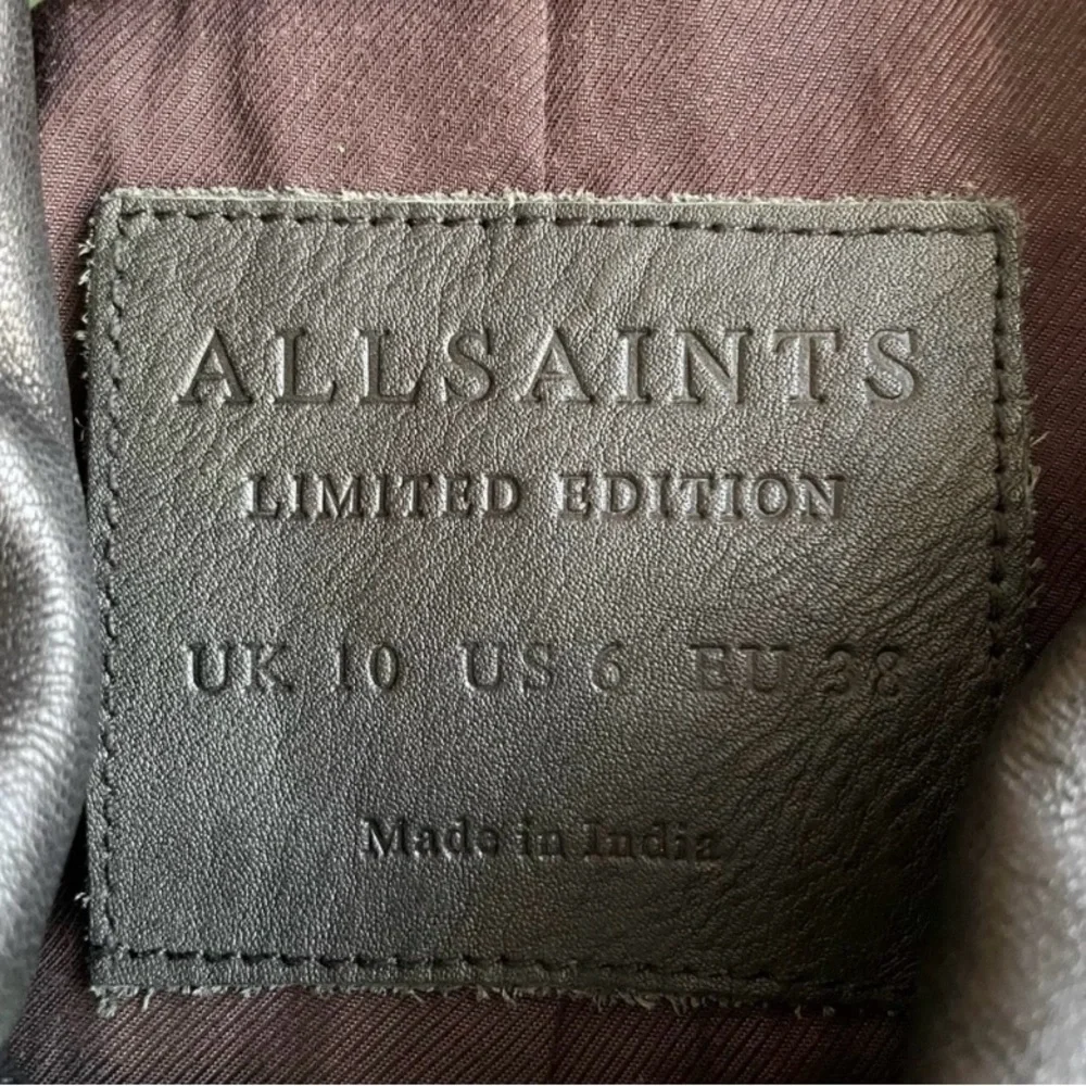 AllSaints Star Studded Raven Leather Biker Jacket Black US 6 Limited Edition - Picture 9 of 15